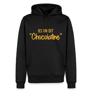 Ici On Dit Chocolatine - Sweat à capuche Premium bio Homme - noir - Devant - Nico (187cm)