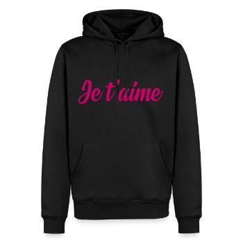 Je t'aime - Sweat à capuche Premium bio Homme - noir - Devant - Nico (187cm)