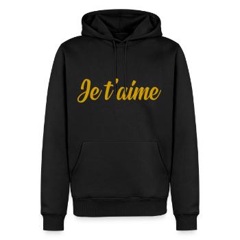 Je t'aime - Sweat à capuche Premium bio Homme - noir - Devant - Nico (187cm)