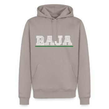 Raja Maroc - Sweat à capuche Premium bio Homme - taupe - Devant - Nico (187cm)