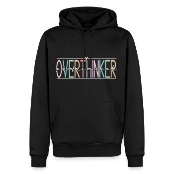 Overthinker - Männer Premium Bio Hoodie - Schwarz - Vorne - Nico (187cm)