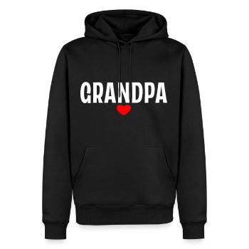 Grand-père, j’aime mon grand-père, cadeau pour grand-père - Sweat à capuche Premium bio Homme - noir - Devant - Nico (187cm)