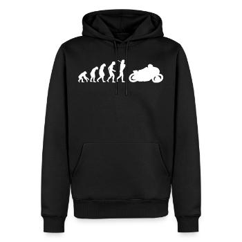 Motorrad Motorradfahrer Evolution Biker Geschenk - Männer Premium Bio Hoodie - Schwarz - Vorne - Nico (187cm)