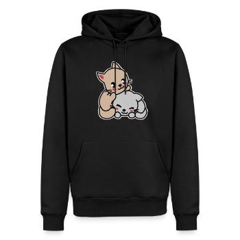 Zwei süße Katzen, Kawaii, Comic - Männer Premium Bio Hoodie - Schwarz - Vorne - Nico (187cm)