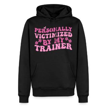 Personally Victimized By My Trainer, Funny Fitness - Sweat à capuche Premium bio Homme - noir - Devant - Nico (187cm)