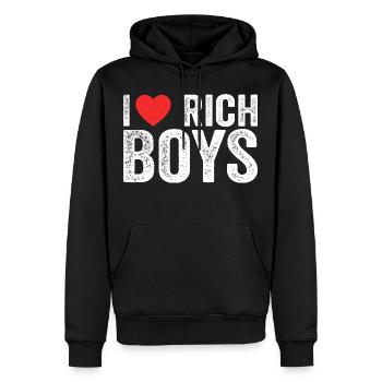 Ich liebe Rich Boys T-Shirts I Herz Rich Boys Lustig - Männer Premium Bio Hoodie - Schwarz - Vorne - Nico (187cm)