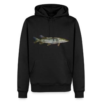 Brochet - Sweat à capuche Premium bio Homme - noir - Devant - Nico (187cm)