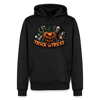 Trick or treat Halloween Pumpkin Horror Face - Sweat à capuche Premium bio Homme - noir - Devant - Nico (187cm)