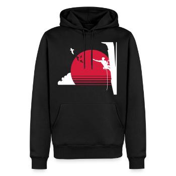 Climber - Männer Premium Bio Hoodie - Schwarz - Vorne - Nico (187cm)