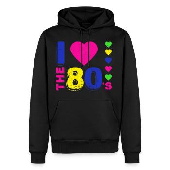Disco.J'aime les années 80. Style des années 80. Musique des années 80 - Sweat à capuche Premium bio Homme - noir - Devant - Nico (187cm)