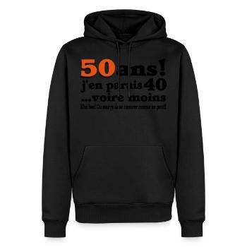 50 ans / anniversaire 50 ans / t-shirt 50 ans - Sweat à capuche Premium bio Homme - noir - Devant - Nico (187cm)