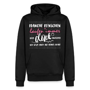Reiten ist Glück | Pferd Reiterin Hobby Pferde - Männer Premium Bio Hoodie - Schwarz - Vorne - Nico (187cm)