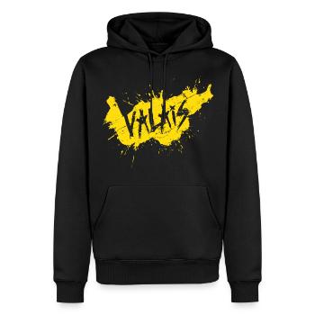VALAIS GRUNGY GELB - Männer Premium Bio Hoodie - Schwarz - Vorne - Nico (187cm)
