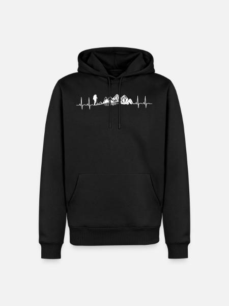 Montagnes Montagnes battements cardiaques Montagne ECG - Sweat à capuche Premium bio Homme - noir