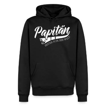 Papitän Kapitän Bester Papa Geschenk Vater Segler - Männer Premium Bio Hoodie - Schwarz - Vorne - Nico (187cm)
