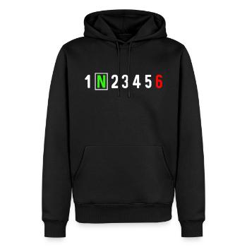 Motorcycle gear shift racing biker biker t-shirt - Men’s Premium Organic Hoodie - black - Front - Nico (187cm)