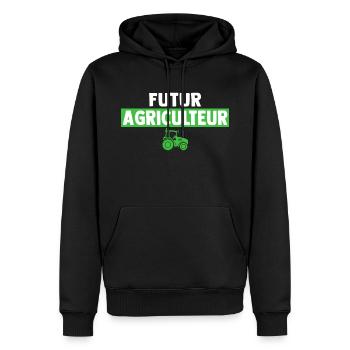 futur agriculteur cadeau pour fils agriculteur - Sweat à capuche Premium bio Homme - noir - Devant - Nico (187cm)