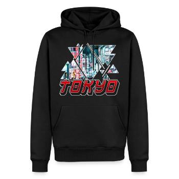 Tokio Tokyo Japan Asien Asia Stadt Skyline Schrift - Männer Premium Bio Hoodie - Schwarz - Vorne - Nico (187cm)