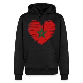 Manteau drapeau drapeau coeur Maroc - Sweat à capuche Premium bio Homme - noir - Devant - Nico (187cm)