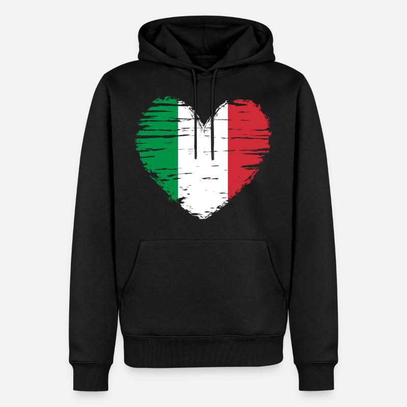 Italie coeur drapeau drapeau blason - Sweat à capuche Premium bio Homme - noir