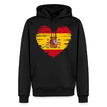 Espagne coeur drapeau drapeau blason - Sweat à capuche Premium bio Homme - noir - Devant - Nico (187cm)