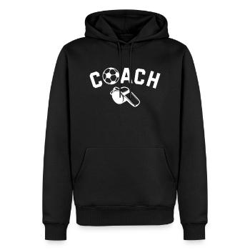 Coach Fußball - Männer Premium Bio Hoodie - Schwarz - Vorne - Nico (187cm)