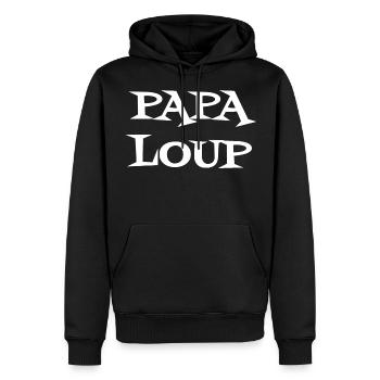 PAPA LOUP - Blanc - Sweat à capuche Premium bio Homme - noir - Devant - Nico (187cm)