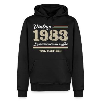 1983 année de naissance et cadeau d'anniversaire d - Sweat à capuche Premium bio Homme - noir - Devant - Nico (187cm)