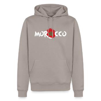 morocco design maroc - Sweat à capuche Premium bio Homme - taupe - Devant - Nico (187cm)