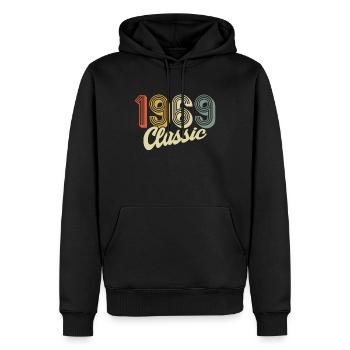 classic 1969 retro t shirt 1969 - Sweat à capuche Premium bio Homme - noir - Devant - Nico (187cm)