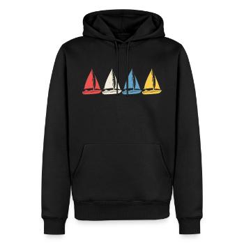 retro sailing captain sail t-shirt sailboat - Männer Premium Bio Hoodie - Schwarz - Vorne - Nico (187cm)