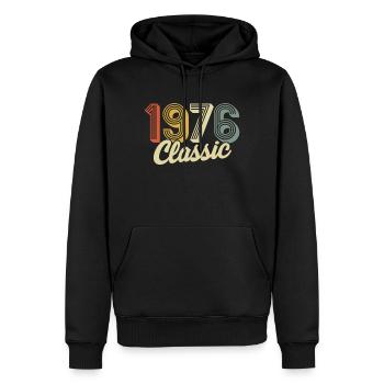 classic 1976 made in 1976 - Sweat à capuche Premium bio Homme - noir - Devant - Nico (187cm)