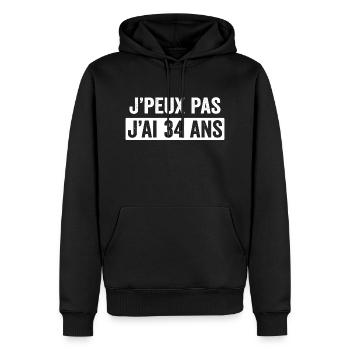 J'peux pas j'ai 34 ans cadeau d'anniversaire 34 - Sweat à capuche Premium bio Homme - noir - Devant - Nico (187cm)