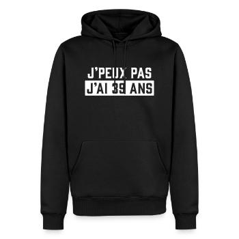 J'peux pas j'ai 39 ans cadeau d'anniversaire 39 - Sweat à capuche Premium bio Homme - noir - Devant - Nico (187cm)
