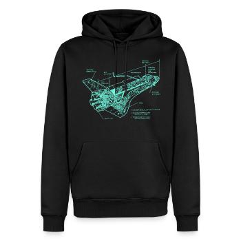 Rétro Old School Space Shuttle Illustration - Sweat à capuche Premium bio Homme - noir - Devant - Nico (187cm)
