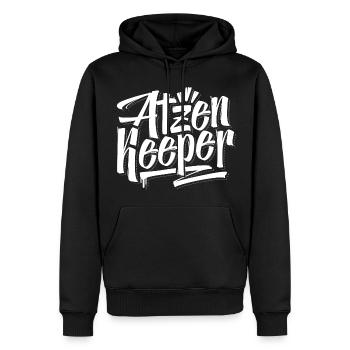 Atzen Keeper / MC Bogy / Berlin Crime - Männer Premium Bio Hoodie - Schwarz - Vorne - Nico (187cm)