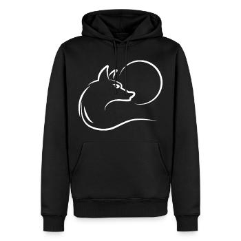 Wolf bei Vollmond - Männer Premium Bio Hoodie - Schwarz - Vorne - Nico (187cm)
