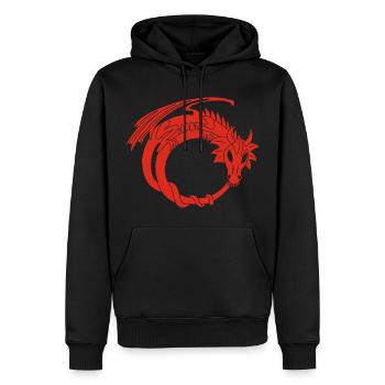 Der Ring des Roten Drachen - Männer Premium Bio Hoodie - Schwarz - Vorne - Nico (187cm)