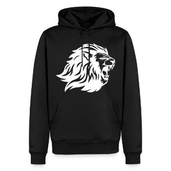 Der König der Tiere (weiß) - Männer Premium Bio Hoodie - Schwarz - Vorne - Nico (187cm)
