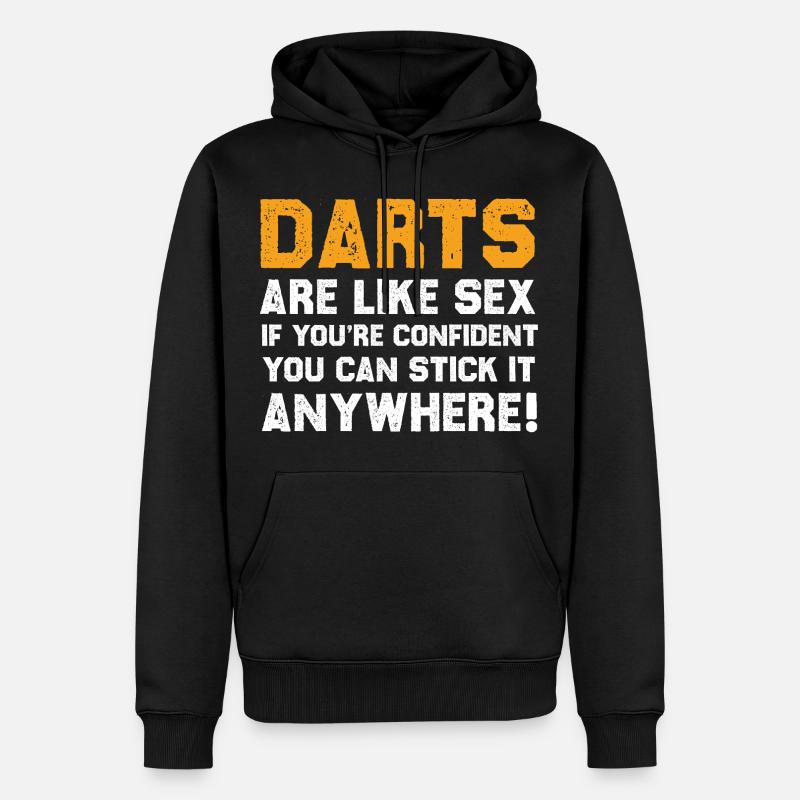 Drôle de fléchettes citation chemise - Sweat à capuche Premium bio Homme - noir