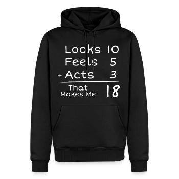 18-jähriges Jubiläum Humorvoll | 18. Jubiläum - Männer Premium Bio Hoodie - Schwarz - Vorne - Nico (187cm)
