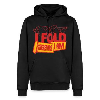 Origami I Fold Therefore I Am - Men’s Premium Organic Hoodie - black - Front - Nico (187cm)