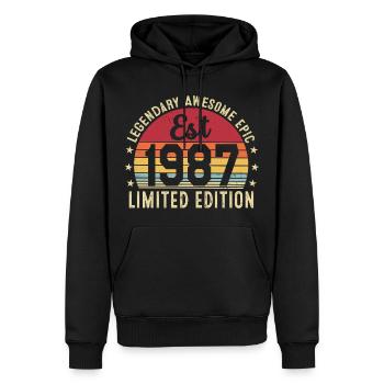 39th Anniversary 1987 Gift 39 Years, Vintage 1987 - Men’s Premium Organic Hoodie - black - Front - Nico (187cm)