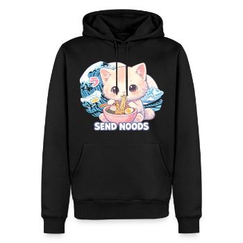 Ramen Katze Kanagawa - Männer Premium Bio Hoodie - Schwarz - Vorne - Nico (187cm)