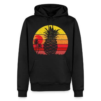 Coucher de soleil de plage vintage d’été à l’ananas - Sweat à capuche Premium bio Homme - noir - Devant - Nico (187cm)