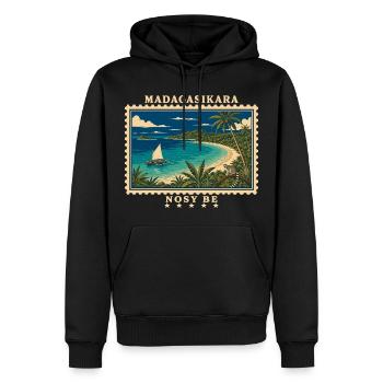 Madagaskar Nosy Be Vintage Reisemarke - Männer Premium Bio Hoodie - Schwarz - Vorne - Nico (187cm)