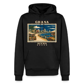 Ghana Accra Vintage Travel Brand - Men’s Premium Organic Hoodie - black - Front - Nico (187cm)
