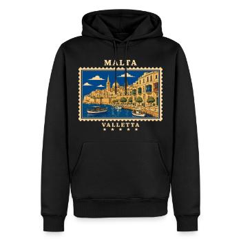 Marque de voyage vintage Malta Valletta - Sweat à capuche Premium bio Homme - noir - Devant - Nico (187cm)