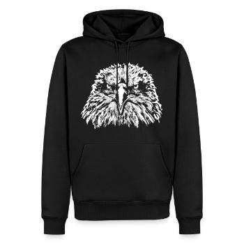 Aigle / Tête / Pygargue à tête blanche - Sweat à capuche Premium bio Homme - noir - Devant - Nico (187cm)