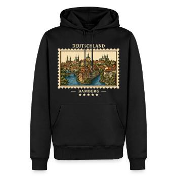 Deutschland Bamberg Vintage Reisemarke - Männer Premium Bio Hoodie - Schwarz - Vorne - Nico (187cm)